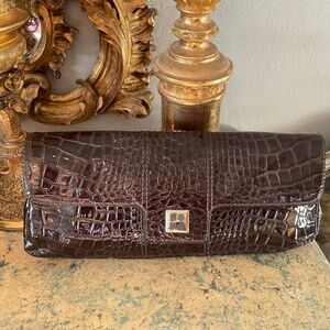 Kate spade faux croc chocolate clutch